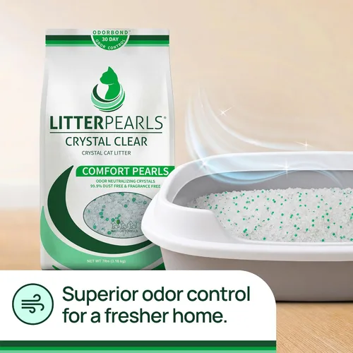Vista 9 de Litter Pearls - Arena para gatos de cristal transparente sin perfume, sin aglutinante con Odorbond, 7 libras