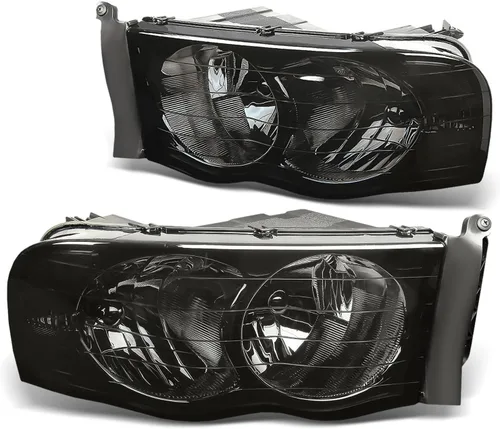 Vista 8 de DNA MOTORING Par de faros delanteros compatibles con Dodge Ram 1500 2500 3500 02-05, izquierda y derecha, carcasa negra, esquina ámbar