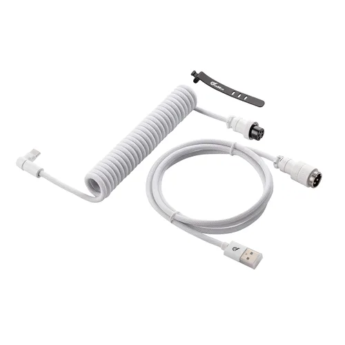 Vista 7 de GUNMJO Cable USB C en espiral profesional para teclado de juegos, cable de teclado mecánico aviador de metal con ángulo tipo C, USB-C de 4.9 ft a