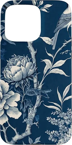 Vista 31 de Chinoiserie Floral Toile Blue and White Funda para iPhone 17