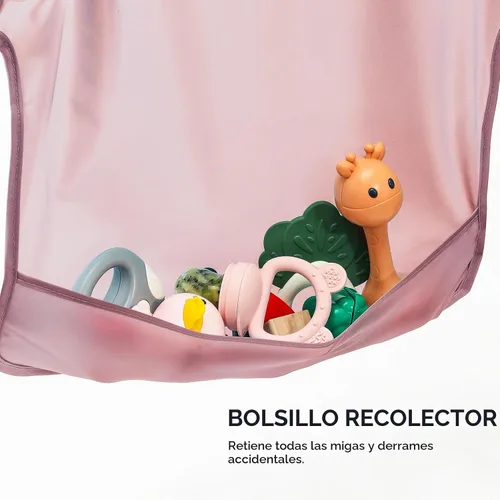 Vista 6 de POIKSHARK Paquete de 4 baberos de manga larga, bata impermeable para bebés de 6 a 30 meses, babero reutilizable con bolsillo para llevar, color rosa