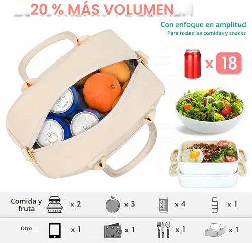 Vista 4 de Lonchera para niñas y mujeres, bonita bolsa de almuerzo preparada con letras de chenilla, bolsa de almuerzo aislada de gran capacidad con correa