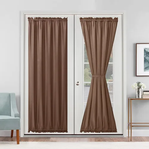 Vista 86 de Cortinas para puerta francesa, color aguamarina, 24 pulgadas de ancho x 40 pulgadas de largo, 1 panel Bolsillo para barra, semitransparente