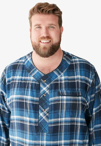 Vista 5 de KingSize Camisón de franela a cuadros grandes y altos para hombre