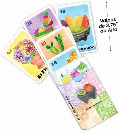 Vista 2 de Loteria Fiesta Mexican Bingo Game Deck of Cards en español