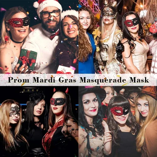 Vista 7 de Campsis Máscara de disfraz para mujer, máscara de Halloween, fiesta de Mardi Gras, máscara de empalme, baile de graduación, media máscara veneciana