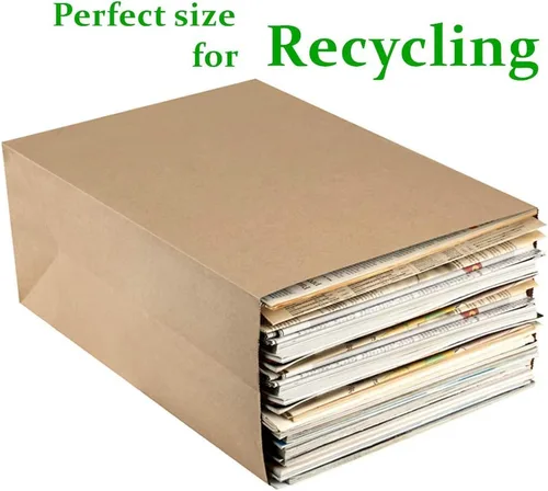 Vista 5 de BagDream Bolsas de comestibles de 12 x 7 x 17 pulgadas, 100 bolsas de papel kraft marrón resistente, bolsas de papel reciclable duraderas