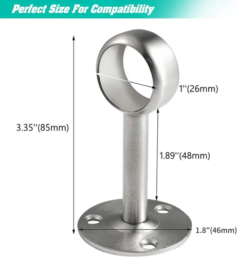 Vista 6 de Creatyi Soportes de montaje en techo resistentes, 4 soportes plateados para barra de armario con soportes de barra de 1 pulgada para cortinas