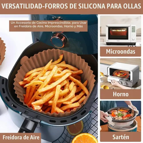 Vista 3 de 2 paquetes de forros de silicona para freidora de aire, olla para freidora de aire de 3 a 5 cuartos de galón, cesta de freidora de aire de silicona