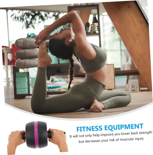 Vista 9 de Rueda de rodillo abdominal con asas ergonómicas y núcleo de alfombrilla extra, rueda de entrenamiento para gimnasio en casa, adecuada