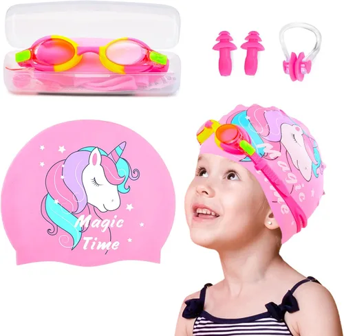 Vista 8 de Gorros de natación para niñas, gorro de natación de silicona para niños pequeños, gorros de natación duraderos y cómodos para niñas