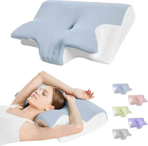 Vista 10 de Almohada cervical para el cuello para el dolor de cuello, alivio de ronquidos, apnea del sueño, almohada ergonómica para dormir lateral y espalda