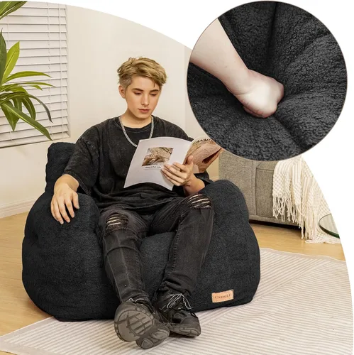 Vista 8 de Cvortll Puf con relleno, sofá puff con relleno suave acolchado, sofá esponjoso y perezoso, cómodas y acogedoras sillas de puf con espuma