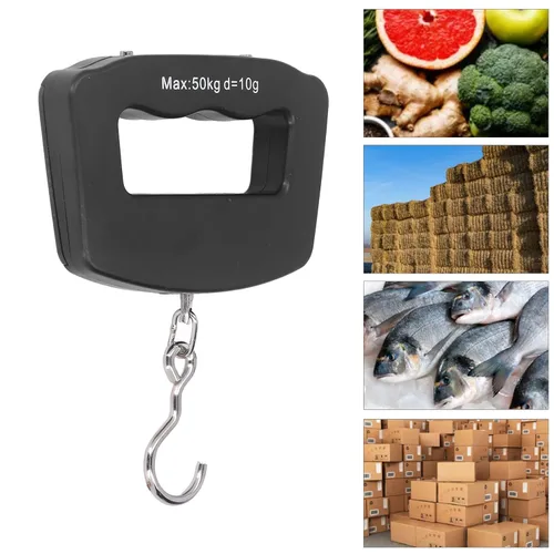 Vista 2 de Báscula colgante digital con gancho Dispositivo de pesaje electrónico portátil para uso de granja de pesca Pantalla LCD de alta precisión