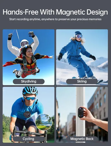 Vista 6 de Mini cámaras de acción corporal 4K, cámara corporal POV, cámara deportiva de 64 GB con grabación de audio y video, portátil WiFi magnética