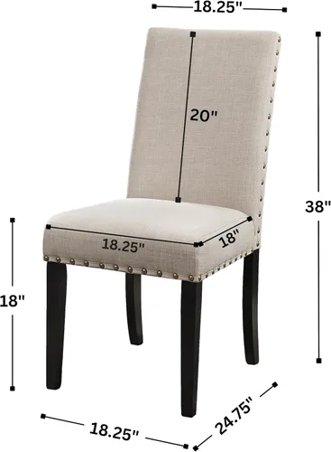 Vista 3 de Roundhill Furniture Biony - Sillas de comedor de tela color café con detalle de tachuelas, juego de 2, marrón, café