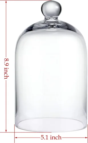 Vista 2 de KMwares Cúpula de cristal transparente, campana de campana para mesa, cubierta de plantas, alimentos (5.1 x 8.9 pulgadas)