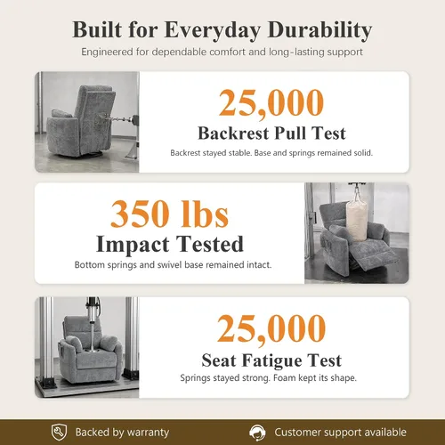 Vista 8 de Extra Wide Power Swivel Rocker Recliner Chair Nursery,Light Gray