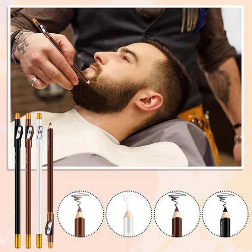 Vista 3 de 4 lápices de trazado de barba y línea capilar con sacapuntas integrado para un estilo y forma precisos