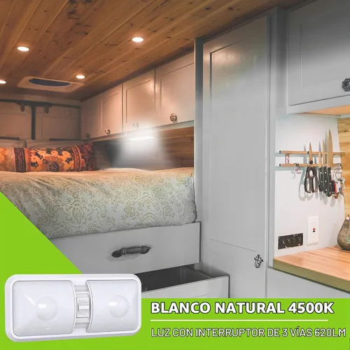 Vista 4 de Paquete de 5 luces LED para techo con doble cúpula, interruptor de encendido/apagado para iluminación interior de coche, RV, remolque, barco DC 12V