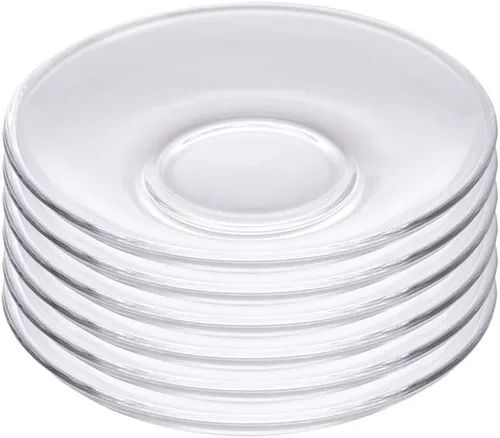 Vista 3 de Sizikato Plato de refrigerio de vidrio transparente de 6 piezas, plato de postre de restaurante, decoración de mesa de té, soporte para bolsa de té.