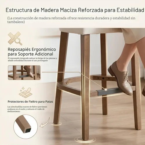 Vista 6 de Farmhouse - Juego de 2 taburetes de bar extra altos de 30 pulgadas, modernos taburetes de bar de altura de mostrador con respaldo, taburetes de bar