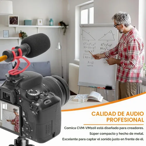 Vista 4 de Comica Micrófono de cámara CVM-VM10II, micrófono direccional cardioide de escopeta para video, videocámara para cámaras Canon, Nikon, Fuji, Sony