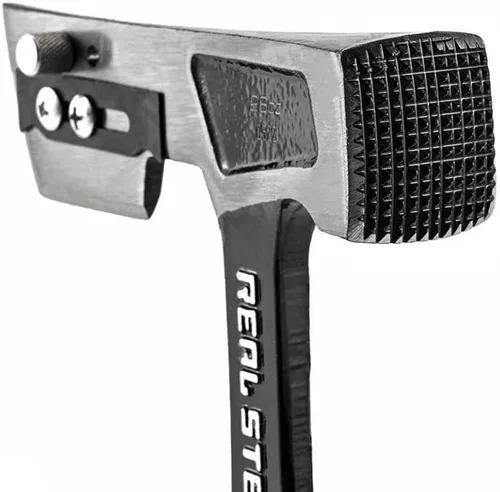 Vista 4 de Real Steel Martillo de acero para techos de 28 onzas con mango de goma (0522), plateado y negro