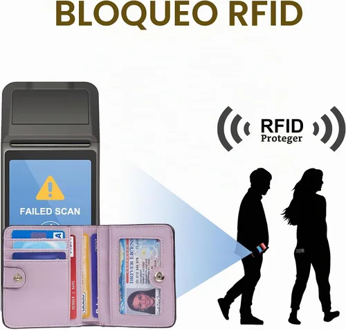 Vista 3 de Gostwo Cartera pequeña para mujeres, portador de tarjetas de crédito delgado bifold, billetera compacta de efectivo con bloqueo RFID, billeteras