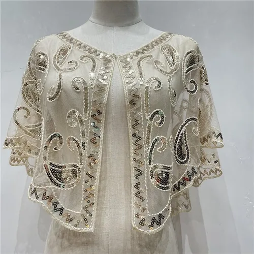 Vista 2 de Specell 1920s Shawls and Wraps for Evening Dresses,Wedding Shawl,Handmade Sequin Beaded Evening Shawl Bridal Wrap 22