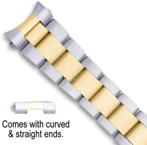 Vista 2 de deBeer Oyster Style Solid Link Design Watch Band-Choice of Color (gold tone, silver tone, Two-Tone, black tone) & width(18mm, 20mm)