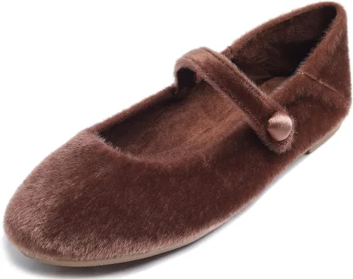 Vista 30 de FEVERSOLE Zapatos planos de ballet de patente para mujer, color macarrón colorido Beige