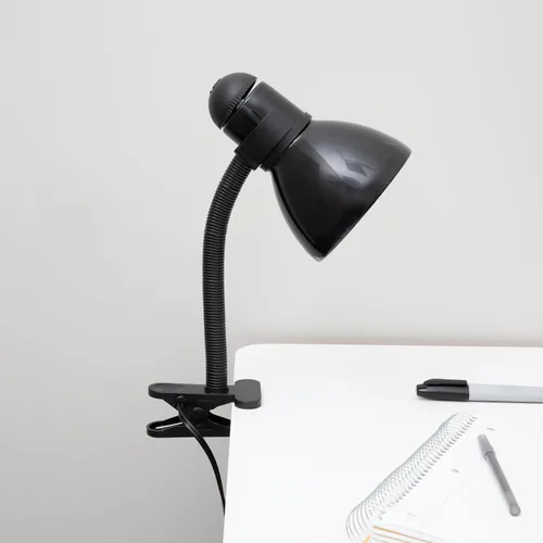 Vista 7 de V - Lámpara de escritorio ajustable color negro claro con clip de abrazadera resistente, lámpara de cuello de cisne flexible, luz de cama, lámpara