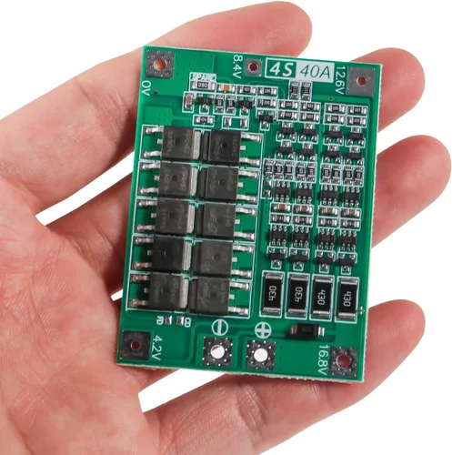 Vista 7 de 4S 40A 14.8V 16.8V Li-ion Placa de protección de batería de litio PCB BMS Circuito de protección de cargador para motor de taladro (4S 40A).. 90A