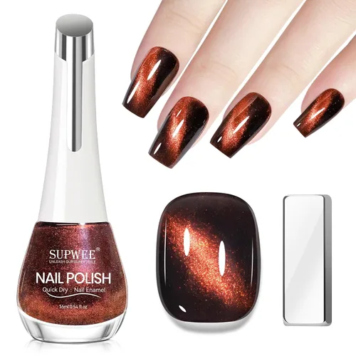 Vista 13 de Esmalte de uñas de ojo de gato con perla de sirena, secado rápido, esmalte de uñas magnético sin gel con imán, esmalte de uñas de ojo de gato