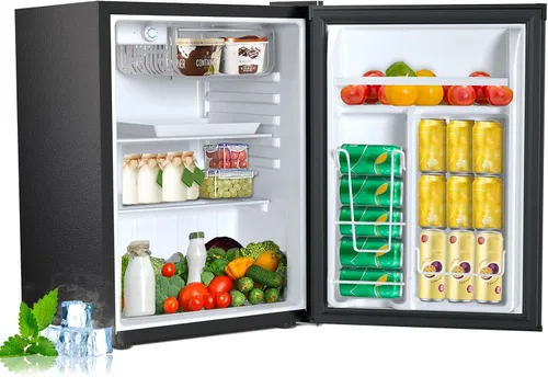 Vista 8 de Electactic Refrigerador compacto de 2.56 pies cúbicos con puerta individual reversible, NEGRO