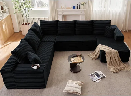 Vista 64 de Lakifun Sofá en Forma de L de 107" con Otomana, Seccional Modular Moderno Sofá Cómodo en Forma de U Nube, Asiento Profundo, Chaise Longue Cama