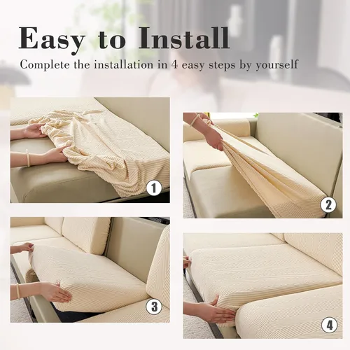 Vista 8 de Fundas de cojín para sofá seccional, fundas de sofá elásticas resistentes al desgaste para sofá universal, protector de cojín elástico lavable, Beige
