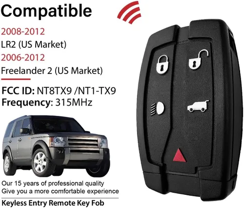 Vista 2 de Reemplazo para Land Rover LR2 Freelander 2019 2010 2011 2012 2 control remoto NT8TX9 5 botones 315MHz