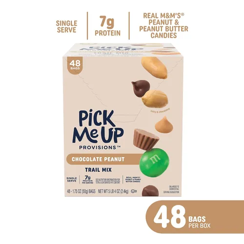 Vista 6 de Pick Me Up Provisions Mezcla de chocolate y maní, 1.75 onzas, 48 bolsas, 0.17 onzas de proteína, Kosher