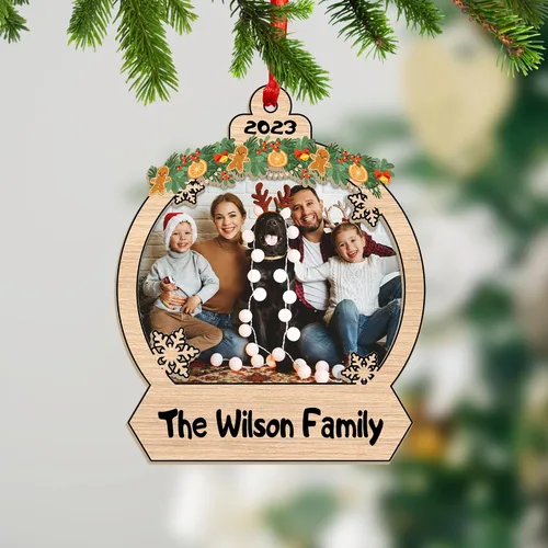 Vista 6 de Árbol de Navidad familiar con foto personalizada, adorno fotográfico personalizado, para papá, mamá, abuela, abuelo, hermana, hermano, marido