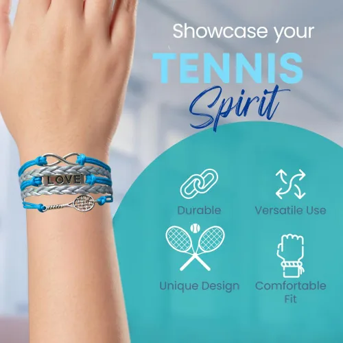 Vista 2 de Infinity Collection Pulsera de raqueta de tenis, joyería de raqueta de tenis para niñas y mujeres, regalos de tenis para jugadores de tenis, regalos