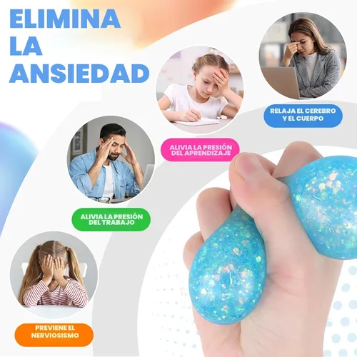Vista 2 de Pelotas de Estrés y Juguetes Sensoriales Fidget: Juego de 12 Bolas Esponjosas de Estrés para Niños de 3 a 12 años - Bola Sensorial de Terapia