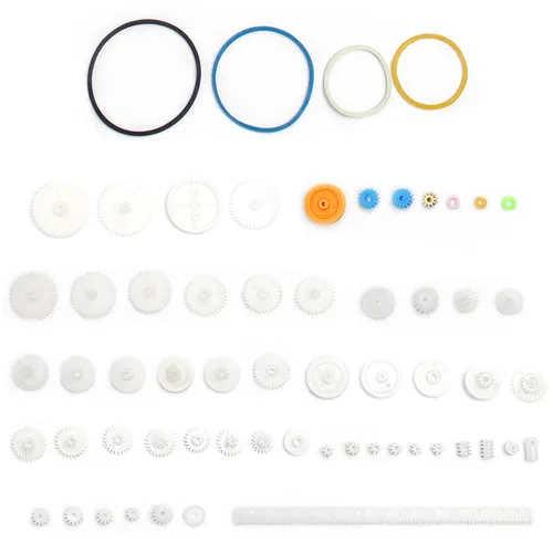 Vista 8 de Fielect Kit de engranajes de plástico 43pcs con accesorios surtidos para robot motor DC 43 piezas