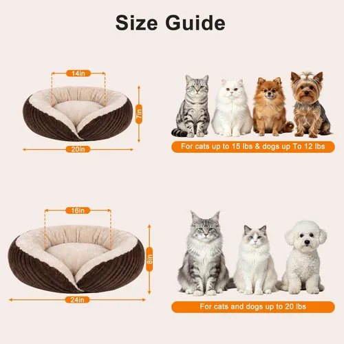 Vista 9 de Tovve Camas térmicas para gatos de interior y perros pequeños, cama suave Marrón