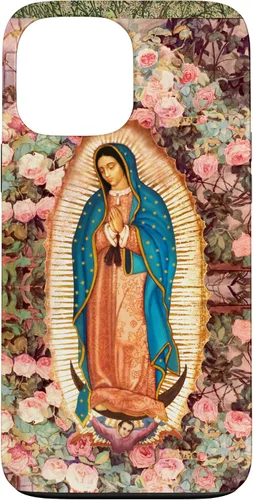 Vista 24 de Lady of Guadalupe - Carcasa para iPhone 17, diseño de flores rosadas