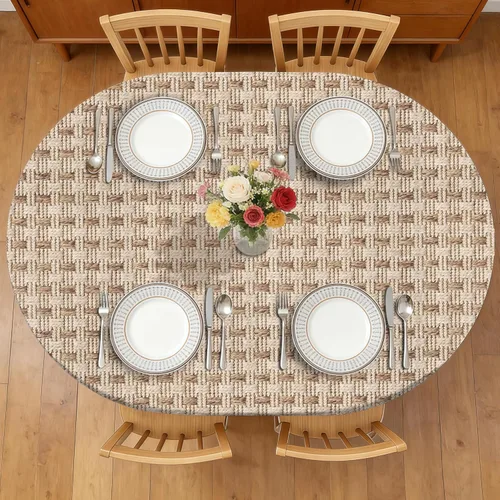 Vista 16 de Mantel redondo de tela ajustable de 42 pulgadas con bordes elásticos, impermeable, a prueba de aceite, lavable, para mesa de patio