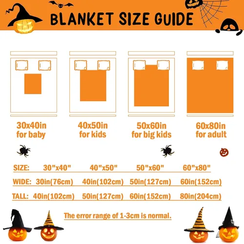 Vista 4 de Manta de Halloween personalizada con nombre, mantas de Halloween personalizadas para niños, Halloween personalizada para niños y niñas, bonita manta