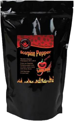 Vista 5 de Pimiento trinidad escorpión seco, picante, difícil de encontrar, edición limitada de la pimienta más caliente en el mundo, 1.4 millones shu