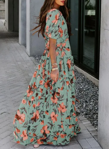 Vista 3 de BLENCOT Vestido casual bohemio con cuello en V profundo para mujer